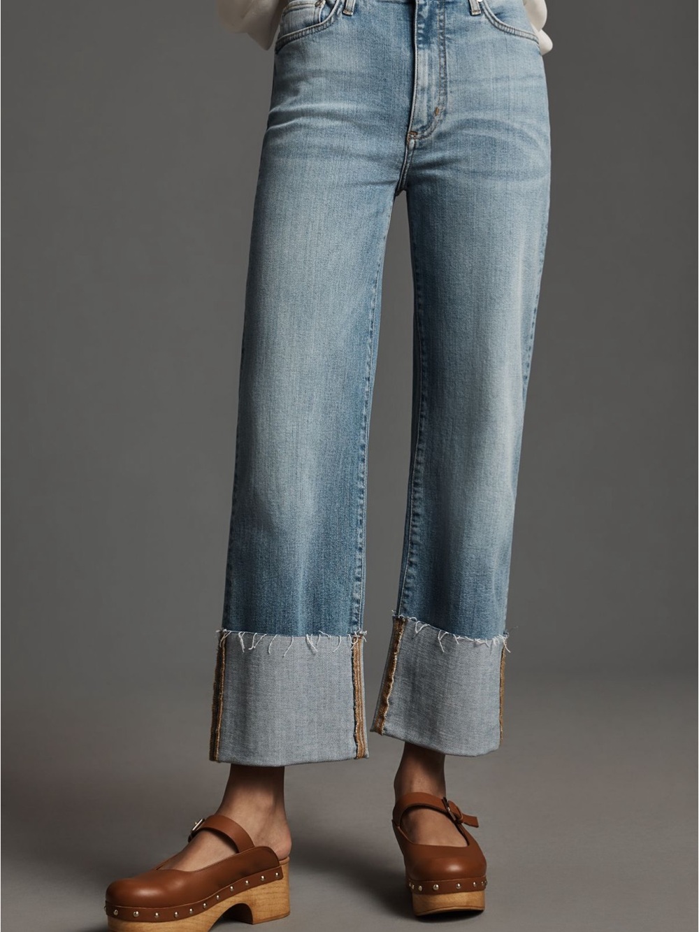 Anthropologie Light Blue High-Rise Cuffed Cropped Jeans - Picture 2 of 4